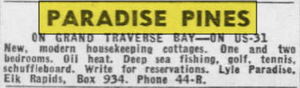 Paradise Pines - 1948 Ad